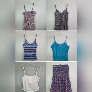 Juniors M Tank Top Bundle – Bright Summer Cami Tops – 6 Piece Lot